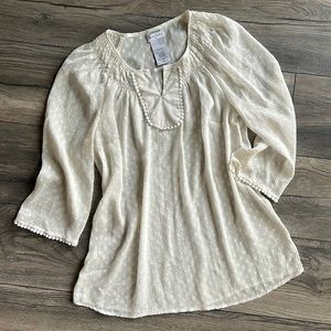 Jaclyn Smith Sheer Peasant Top